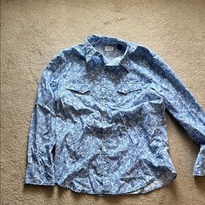 Wrangler Light Blue Pearl Snap Shirt